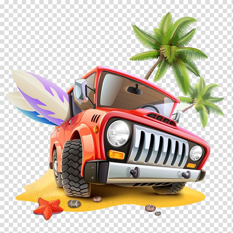 Alappuzha Car Travel illustration, Red jeep transparent background PNG clipart