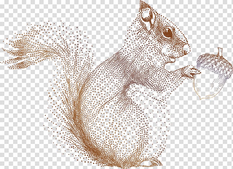 Squirrel Acorn Drawing Illustration, Dot squirrel transparent background PNG clipart