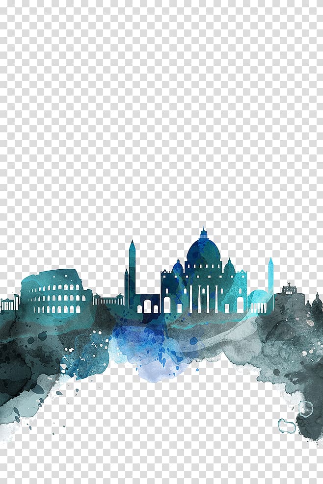 The Architecture of the City Silhouette, Urban architecture gradient silhouette transparent background PNG clipart
