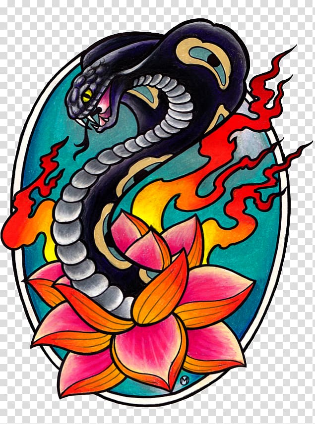 Snakes Black Cobra Tattoo Studio The King Cobra , tattoo new school transparent background PNG clipart