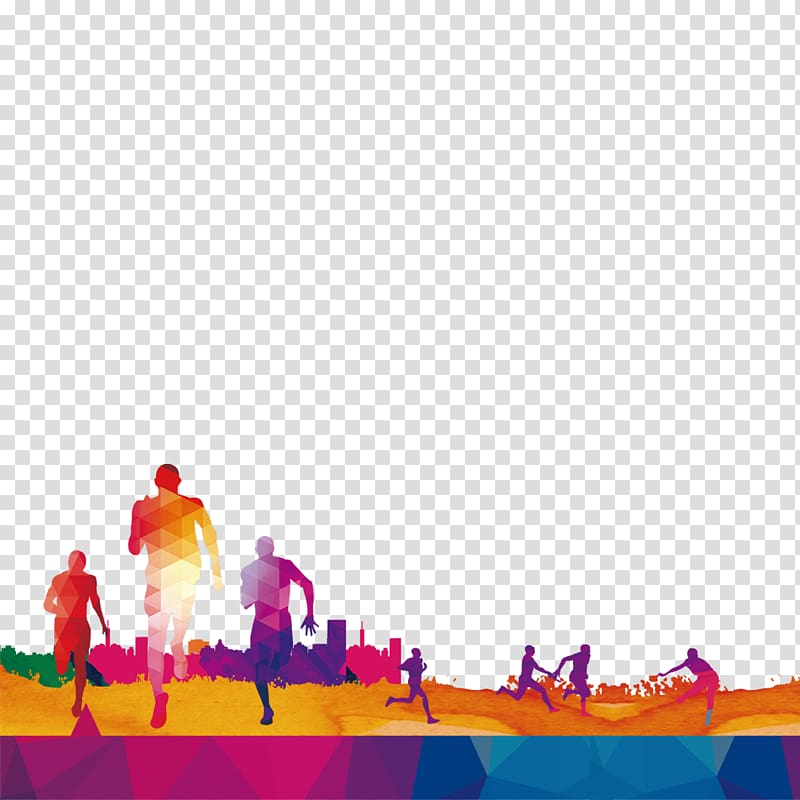 three people running painting, Silhouette Sport Advertising, Motion Silhouette transparent background PNG clipart