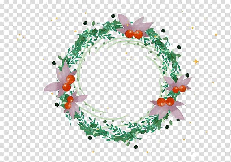 Wreath Christmas Garland Watercolor painting, Green Floral Texture Frame transparent background PNG clipart