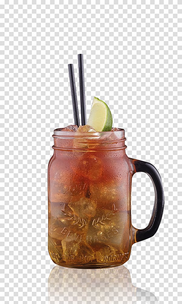 Rum and Coke Cocktail Alcoholic drink Mason jar, iced tea transparent background PNG clipart