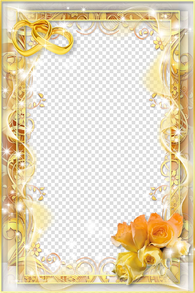 Wedding invitation frame, Wedding frame , yellow flower frame transparent background PNG clipart
