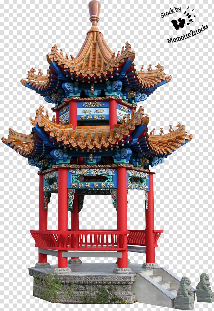 brown, blue, red, and gray gazebo art, China Chinese Tower Temple, chinese painting transparent background PNG clipart
