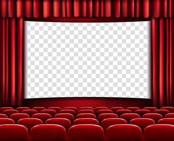 cinema screen illusration, Cinema Free content Film , Red curtains transparent background PNG clipart
