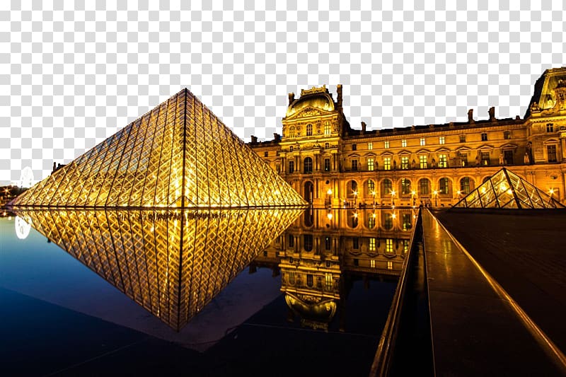 Musxe9e du Louvre Louvre Pyramid Eiffel Tower Mona Lisa Museum, The beauty of the Louvre in Paris, France transparent background PNG clipart