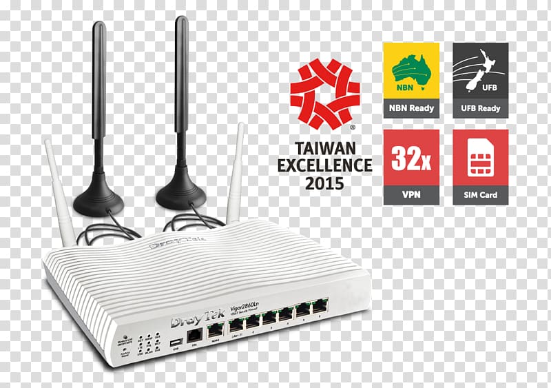DrayTek Router Wide area network G.992.5 VDSL2, USB transparent background PNG clipart