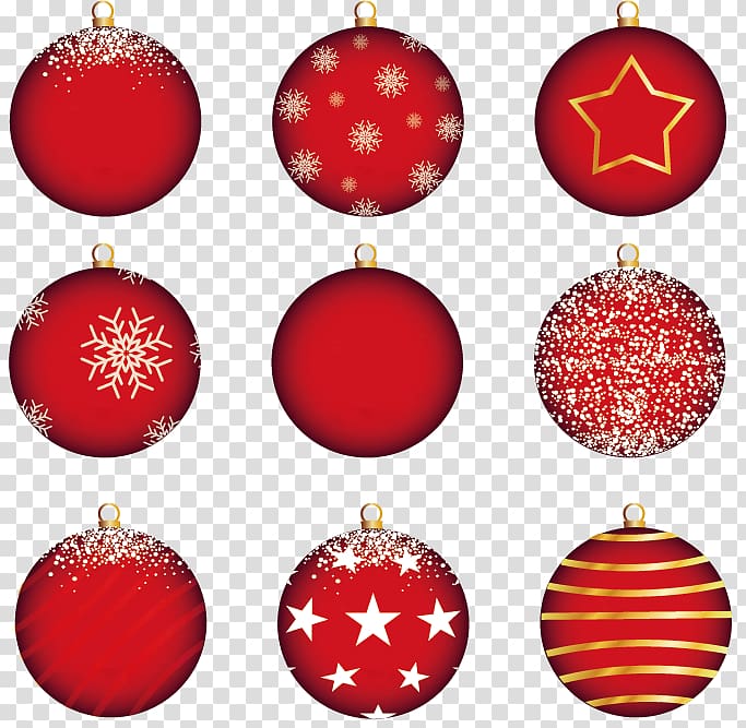 Christmas decoration Christmas ornament Euclidean , painted red Christmas ball ornaments transparent background PNG clipart