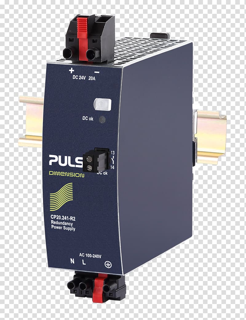 Power supply unit Power Converters DIN rail Electric power Electronic component, Puls 2 transparent background PNG clipart
