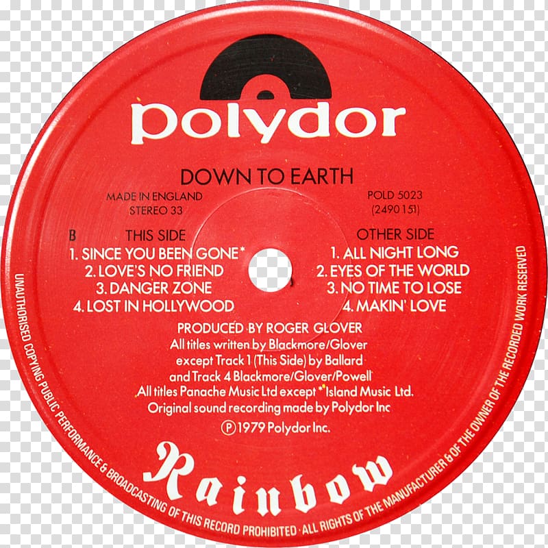 Polydor Records Down to Earth Poster Know Your Meme Compact disc, Ritchie Blackmore\'s Rainbow transparent background PNG clipart