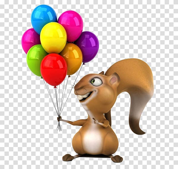 Toy balloon Birthday Party Helium, Squirrel holding balloons transparent background PNG clipart