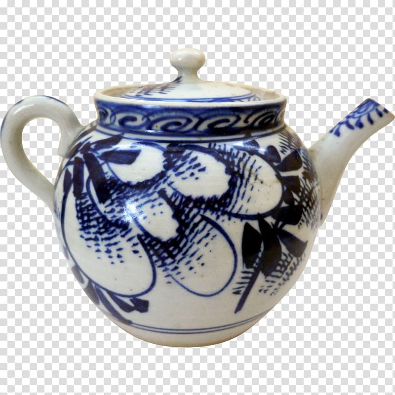 Teapot Ceramic Blue and white pottery Cobalt blue, porcelain pots transparent background PNG clipart