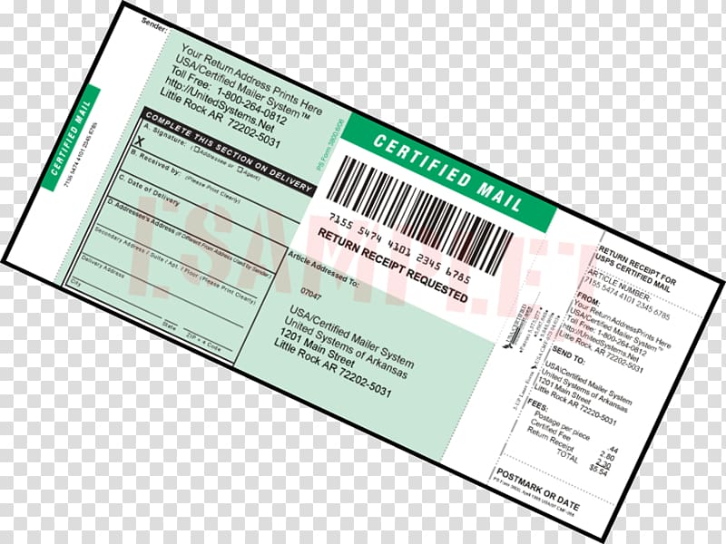 certified registered return receipt mail tracking number