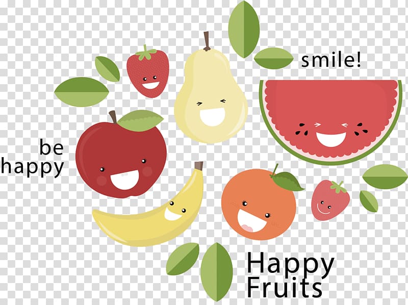 Euclidean Fruit Food Illustration, painted smiley fruit transparent background PNG clipart