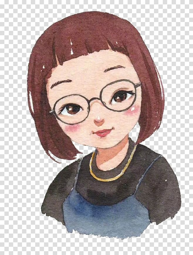 glasses hair girl cartoon cartoon girl transparent