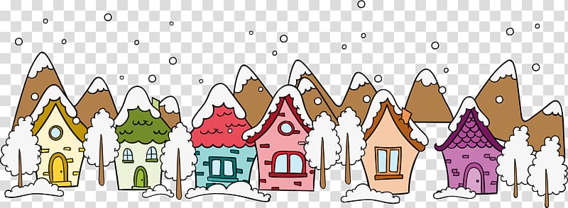 Daxue Snow, painted snow house transparent background PNG clipart