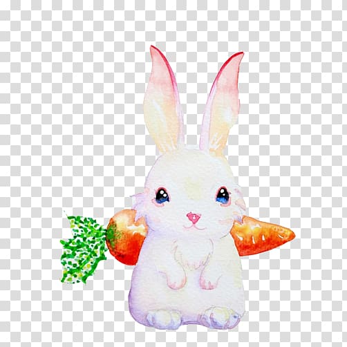 European rabbit Painting, Rabbit back Carrot Creative transparent background PNG clipart