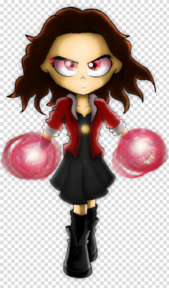 Doll Figurine Brown hair Character Fiction, Scarlet Witch transparent background PNG clipart