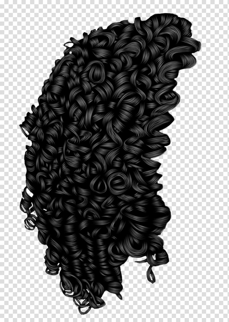 curly hair clipart black and white