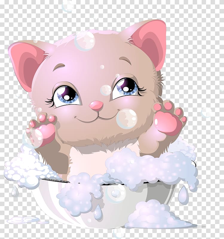 Cat Kitten Dog Illustration, Cat bath transparent background PNG clipart