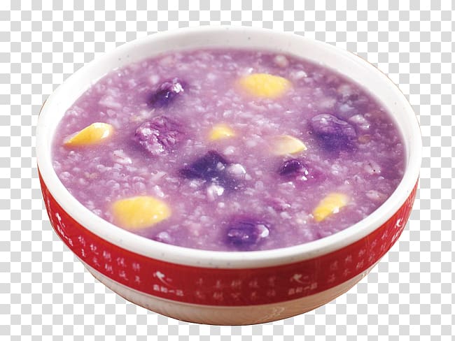 Congee Dioscorea alata Sweet potato Food Nutrition, Purple rice porridge transparent background PNG clipart