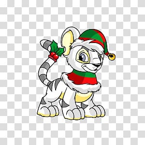 white and gray cub illustration, Christmas Kougra transparent background PNG clipart