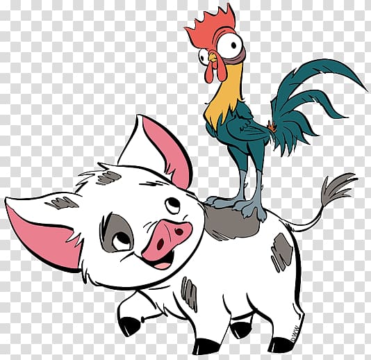 Moana Hei Hei and pig character , Hei Hei the Rooster Chief Tui Gramma Tala Decal Sticker, moana transparent background PNG clipart