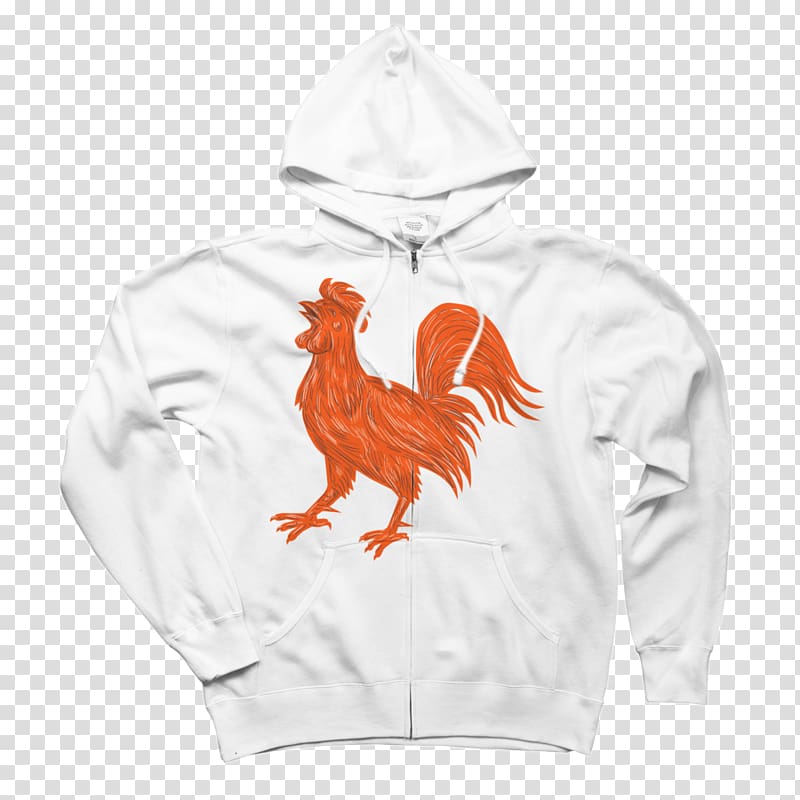 Hoodie Zipper T-shirt Design by Humans, rooster tait transparent background PNG clipart