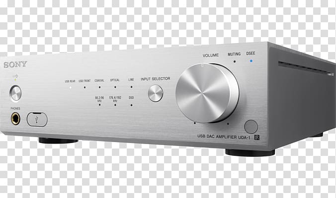 Digital audio Sony UDA-1 Amplifier, Silver Sony Corporation High-resolution audio, usb audio amplifier transparent background PNG clipart