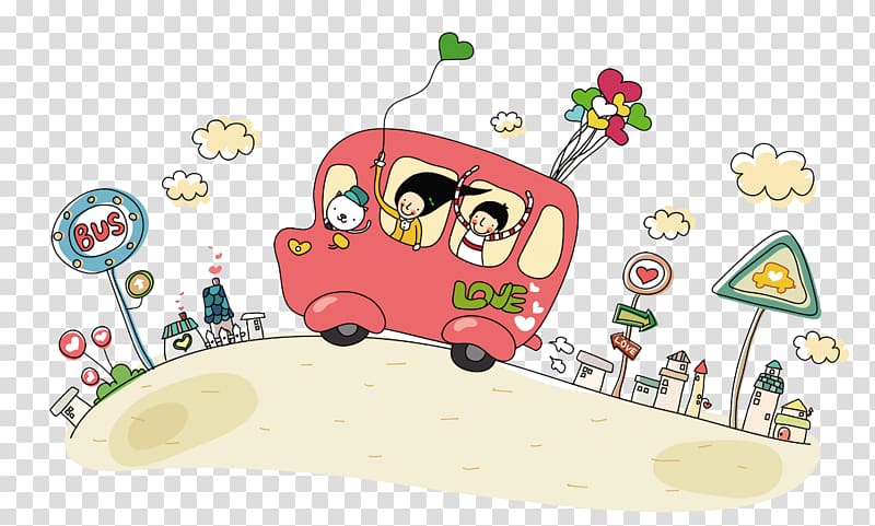 children riding bus illustration, Bus Cartoon Animation, school bus transparent background PNG clipart