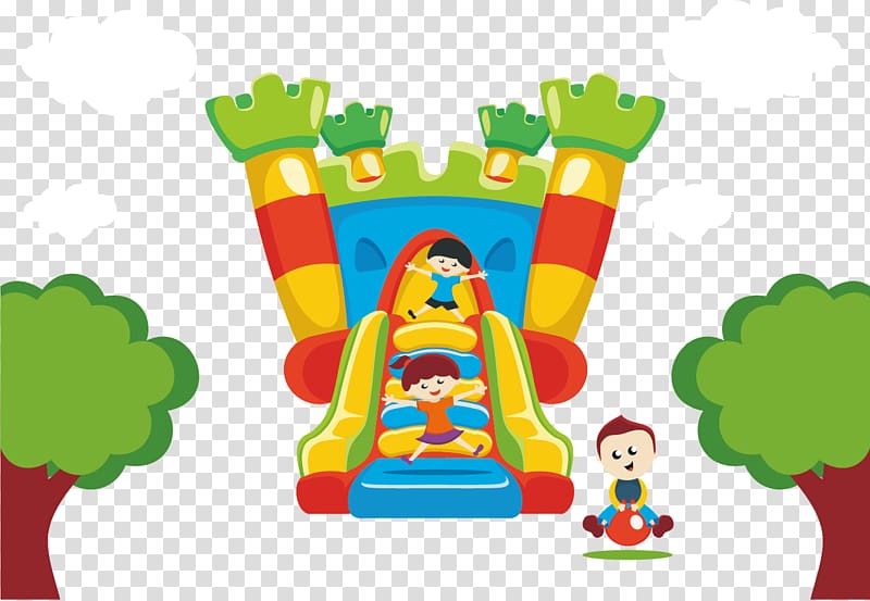 three children playing on castle illustration, Child Illustration, happy kids transparent background PNG clipart