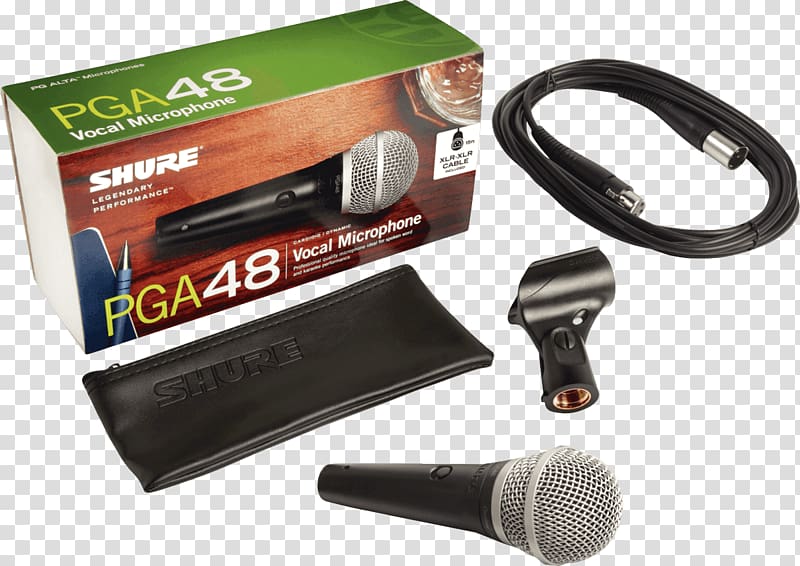 Microphone Shure SM58 Shure SM57 Shure PGA48, microphone transparent background PNG clipart