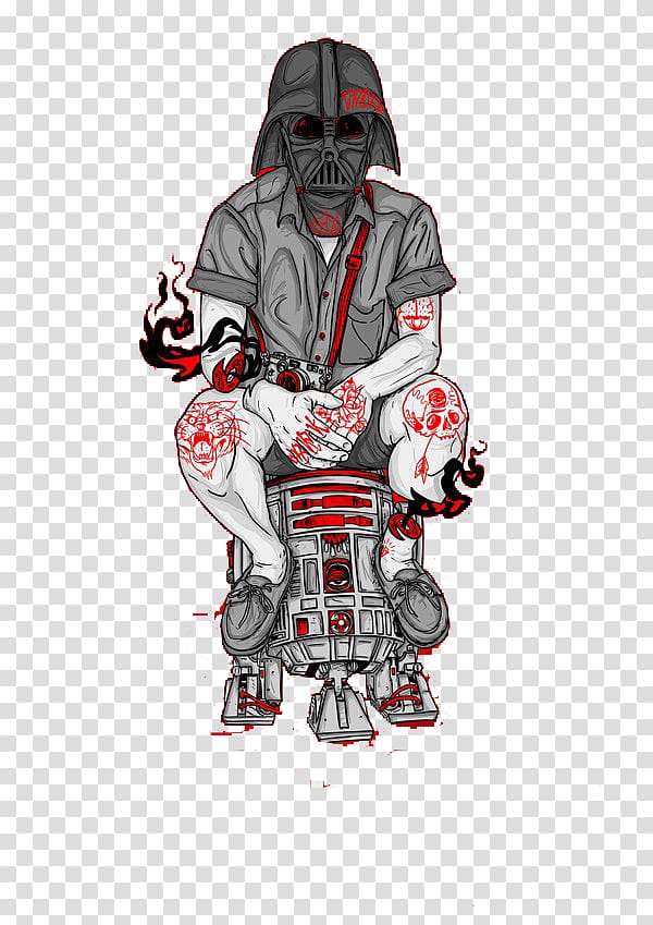 person wearing Star Wars wearing Darth Vader mask on BB-8 illustration, Graphic design u9ab7u9ac5 Illustration, Skeleton transparent background PNG clipart