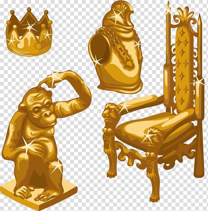 Throne illustration Illustration, Gold Crown chair transparent background PNG clipart