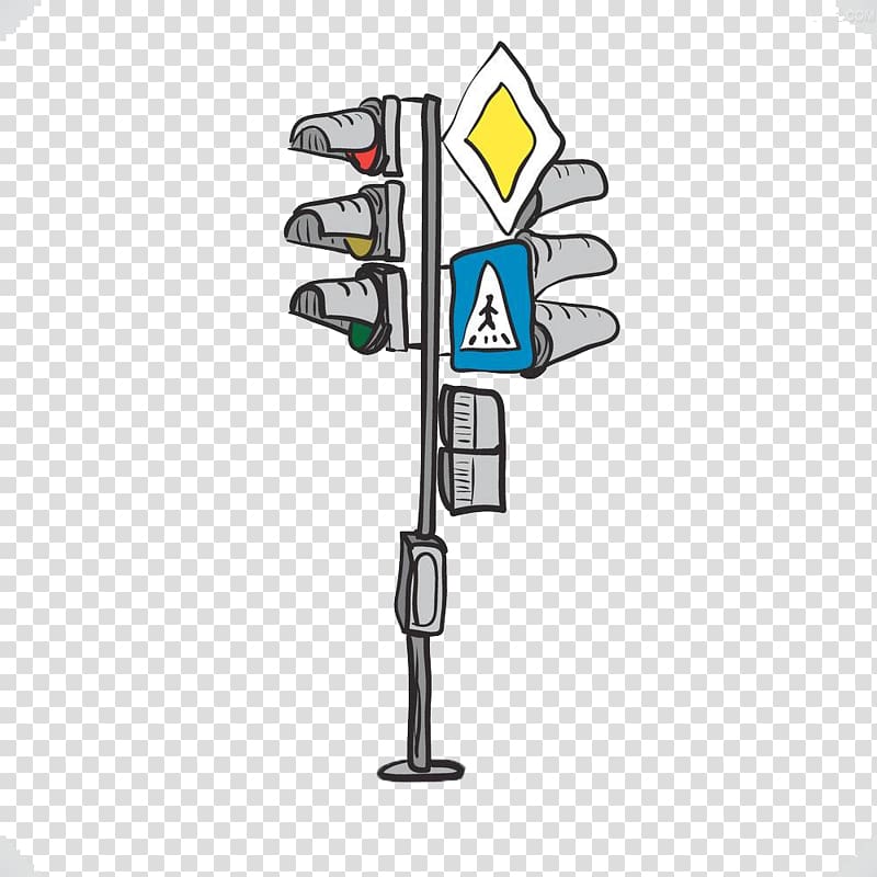 Traffic light Drawing Illustration, Hand-painted traffic lights transparent background PNG clipart