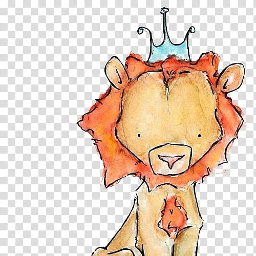 lion illustration, Lion Giraffe Child art Illustration, lion transparent background PNG clipart