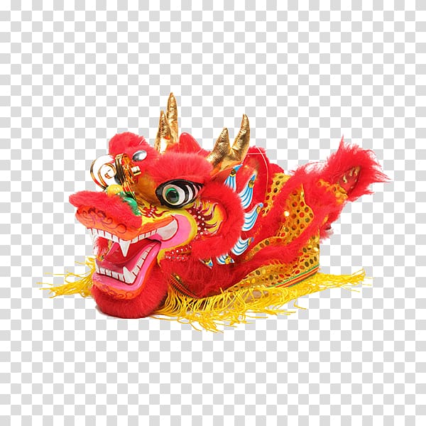 Lion dance Performance Dragon dance, Red Lion transparent background PNG clipart