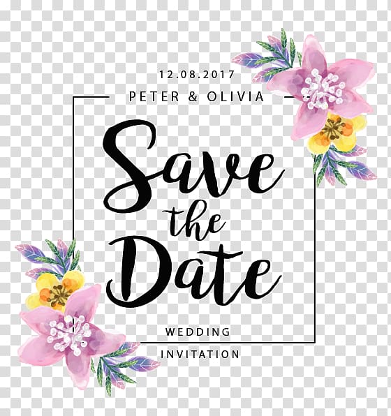 Wedding Save the date, Flowers border, Save The Date advertisement transparent background PNG clipart