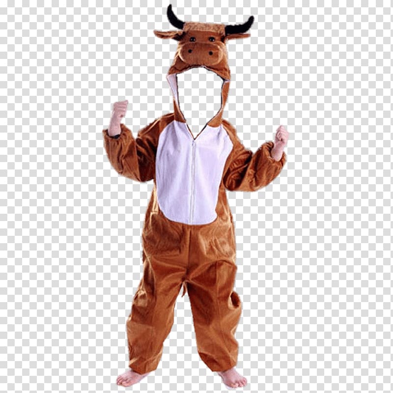 adult's brown and white bow costume , Costume Bull transparent background PNG clipart
