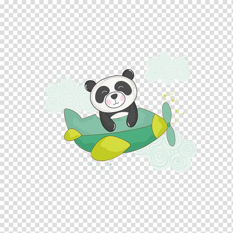 Panda and airplane illsutration, Giant panda Euclidean , panda transparent background PNG clipart
