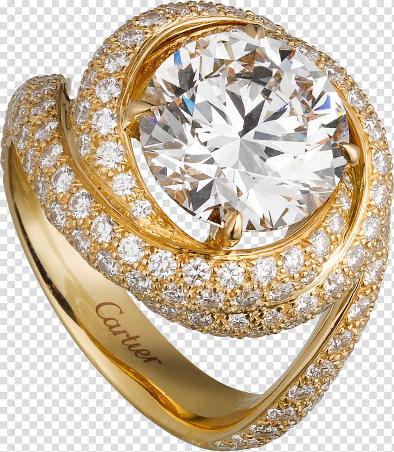 Ring Brilliant Diamond Carat Cartier, gold ring collection transparent background PNG clipart