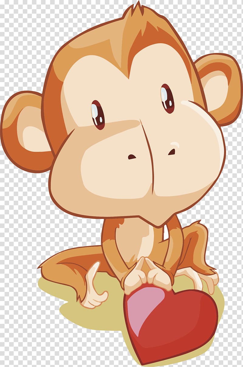 Monkey Euclidean Vecteur, hand painted little monkey transparent background PNG clipart