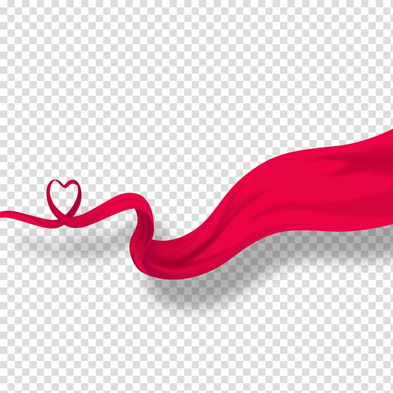 Heart Red ribbon Illustration, Red peach heart ribbon transparent background PNG clipart