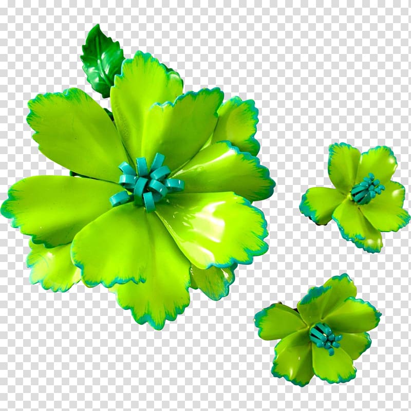 Earring Cut flowers Brooch Green, green floral transparent background PNG clipart