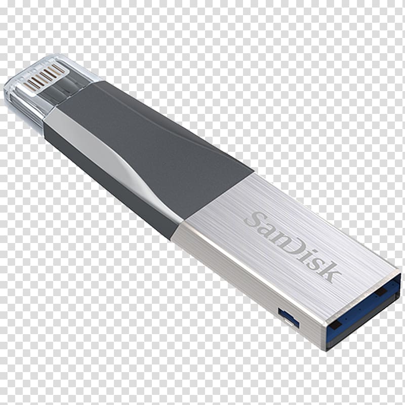 USB Flash Drives Lightning SanDisk USB 3.0 iPhone, usb flash transparent background PNG clipart