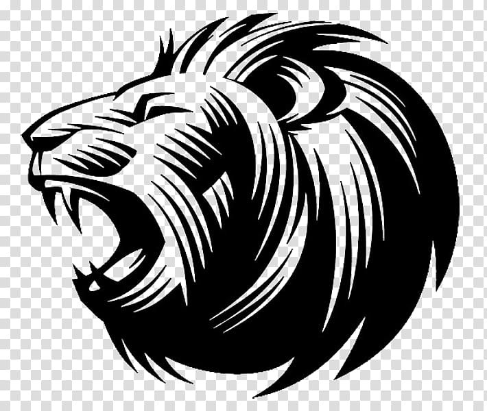 Lion\'s roar Silhouette , Lionhead side lines transparent background PNG clipart