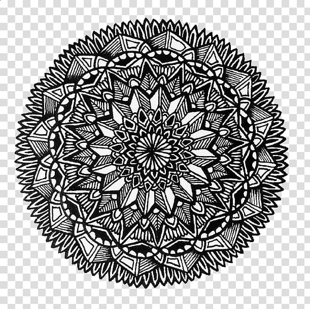 white and black floral illustration, Tattoo , Mandala Tattoos transparent background PNG clipart