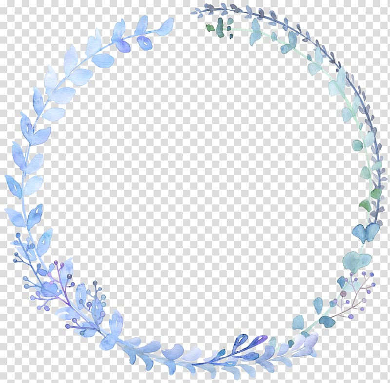 blue watercolor painted garlands transparent background PNG clipart