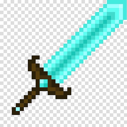 Pixel art Minecraft Sword, Invincible Iron Diamond transparent background PNG clipart